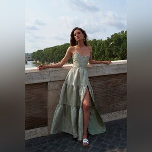 V. Chapman Strapless Dress in Soft Green